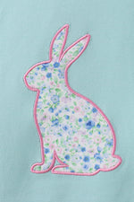 Green bunny applique shorts set