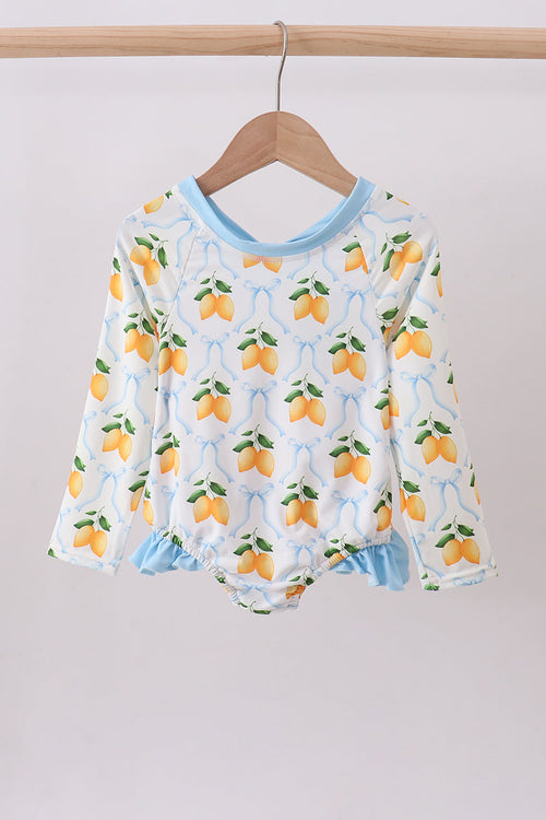 Blue bow lemon rashguard