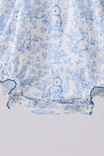 Navy bunny embroidery floral peter pan collar bubble