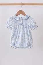 Navy bunny embroidery floral peter pan collar bubble