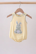 Yellow plaid bunny applique bubble