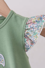Sage bunny applique ruffle bubble