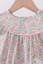 Floral bunny applique ruffle bubble