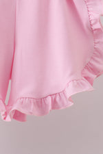 Floral bunny applique ruffle shorts set