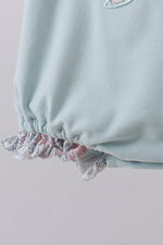 Blue floral bunny applique ruffle bubble