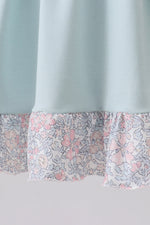 Blue floral bunny applique ruffle dress