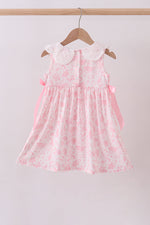 Pink bunny smocked lace collar dress