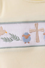 Yellow cross sheep embroidery bubble