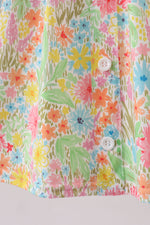 Pink floral print puff sleeve ruffle dress