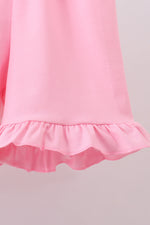 White cross smocked ruffle shorts set