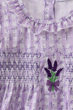 Lavender floral smocked ruffle bloomer set