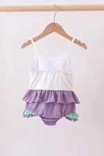 Purple lace rainbow ruffle one-piece swimsuit