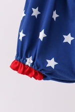 Blue star smocked ruffle bubble