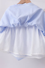 Blue flag smocked ruffle dress
