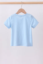 Blue puppy applique top
