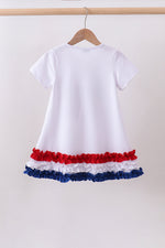 White bow sequin ruffle dress