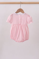 Pink flag embroidery gingham bubble