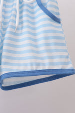 Blue flag embroidery shorts set