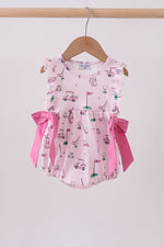 Pink golf print ruffle bubble