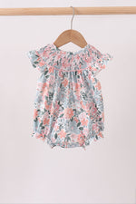 Pink Floral Smocked Bubble