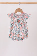 Pink Floral Smocked Bubble