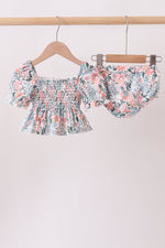 Pink Floral Smocked UPF Swim Set
