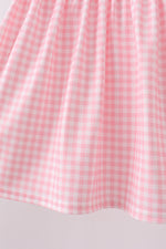 Pink Gingham Animal Embroidered Set