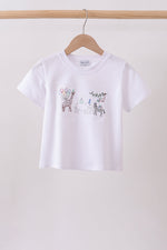 White Animal Embroidered Top
