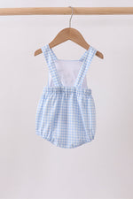 Blue Gingham Animal Embroidered Bubble