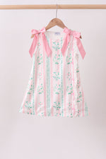 Pink floral print bow dress