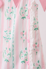 Pink floral print bow dress