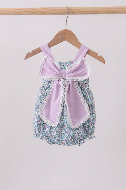 Purple floral print bow bubble