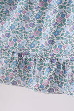Purple floral print bow ruffle dress