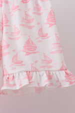 Pink Sailboat Embroidered Set