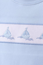 Blue Sailboat Embroidered Set