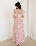 Sunny Floral Print Square Neck Ruffled Strap Maxi Dress