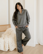 Sylvie Collared V Neck Pullover Sweatshirt Sweatpants Set
