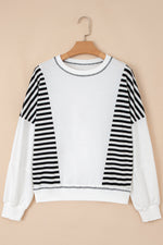 Sophie Striped Colorblock Patchwork Oversized Sweatshirt - Black