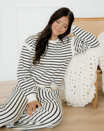 Talia Stripe Ruffle Trim Drop Shoulder Top Drawstring Loose Pant Set