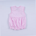 Pink princess hand smocked plaid bubble