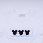 Blue character hand smocked gingham shorts set