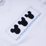 Blue character hand smocked gingham shorts set