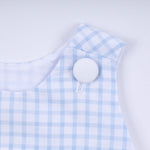 Blue character hand smocked gingham bubble