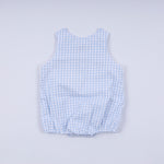Blue character hand smocked gingham bubble