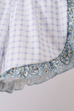 Floral puppy embroidery ruffle shorts set