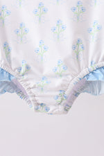 Blue I love MOM embroidery hydrangea rashgaurd
