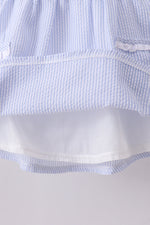 Blue sailboat embroidery ruffle shrots set