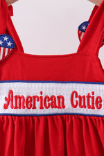 Red heart smocked dress