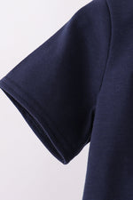 Navy flag applique gingham shorts set