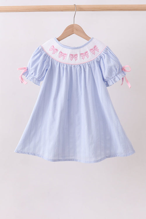 Blue bow smocked dress